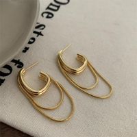 1 Pair Vintage Style Korean Style Solid Color Chain Alloy Drop Earrings main image 1