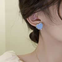 1 Pair Simple Style Korean Style Heart Shape Enamel Alloy Ear Studs main image 5