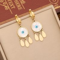 Stainless Steel 18K Gold Plated Casual Bohemian Enamel Plating Inlay Palm Eye Artificial Crystal Earrings Necklace sku image 2