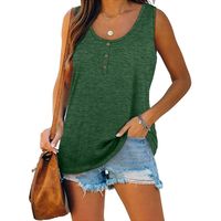 Women's T-shirt Sleeveless T-shirts Button Casual Solid Color main image 3