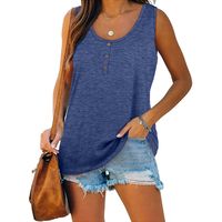 Women's T-shirt Sleeveless T-shirts Button Casual Solid Color main image 4