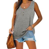 Women's T-shirt Sleeveless T-shirts Button Casual Solid Color main image 5