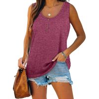 Women's T-shirt Sleeveless T-shirts Button Casual Solid Color main image 6