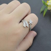 Sweet Star Copper Plating Inlay Zircon Open Rings main image 4