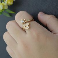 Sweet Star Copper Plating Inlay Zircon Open Rings main image 2