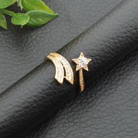 Sweet Star Copper Plating Inlay Zircon Open Rings main image 1