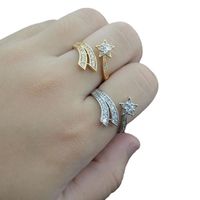 Sweet Star Copper Plating Inlay Zircon Open Rings main image 3