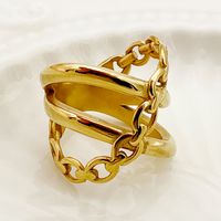 304 Stainless Steel 14K Gold Plated Classic Style Streetwear Plating Geometric Rings sku image 1