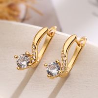 1 Pair Simple Style Commute Leaf Plating Inlay Copper Zircon 18k Gold Plated Earrings main image 4