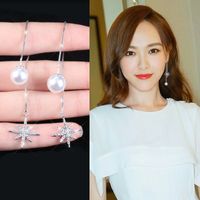 1 Pair Elegant Star Tassel Heart Shape Inlay Alloy Artificial Pearls Rhinestones Glass Earrings sku image 30