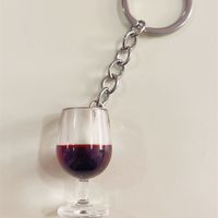 Novelty Simple Style Wine Glass Plastic Bag Pendant Keychain main image 5
