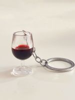 Novelty Simple Style Wine Glass Plastic Bag Pendant Keychain sku image 1