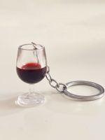 Novelty Simple Style Wine Glass Plastic Bag Pendant Keychain main image 6