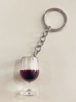 Novelty Simple Style Wine Glass Plastic Bag Pendant Keychain main image 3