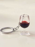 Novelty Simple Style Wine Glass Plastic Bag Pendant Keychain main image 2