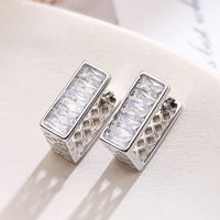 1 Pair Simple Style Commute Square Plating Inlay Copper Zircon 18k Gold Plated Earrings main image 2