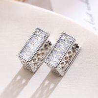 1 Pair Simple Style Commute Square Plating Inlay Copper Zircon 18k Gold Plated Earrings sku image 1