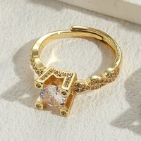 Elegant Luxurious Solid Color Copper Plating Inlay Zircon 14k Gold Plated Rings sku image 5