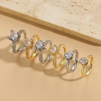 Elegant Luxurious Solid Color Copper Plating Inlay Zircon 14k Gold Plated Rings main image 9