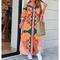 Women's Shirt Dress Casual Turndown Printing Long Sleeve Printing Maxi Long Dress Daily main image 2