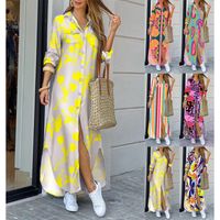 Women's Shirt Dress Casual Turndown Printing Long Sleeve Printing Maxi Long Dress Daily main image 1