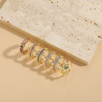 Elegant Leaves Copper Plating Inlay Zircon 14k Gold Plated Open Rings main image 4