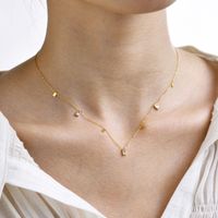 Acier Inoxydable 304 Plaqué Or 18K Sucré Placage Incruster Carré Zircon Collier sku image 2