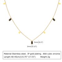 304 Stainless Steel 18K Gold Plated Sweet Plating Inlay Square Zircon Necklace main image 3