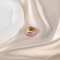 Retro Devil's Eye Pig Nose Stainless Steel Painted Plating Inlay Opal Pearl Zircon 18k Gold Plated Open Rings sku image 1