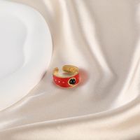 Retro Devil's Eye Pig Nose Stainless Steel Painted Plating Inlay Opal Pearl Zircon 18k Gold Plated Open Rings sku image 2