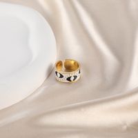 Retro Devil's Eye Pig Nose Stainless Steel Painted Plating Inlay Opal Pearl Zircon 18k Gold Plated Open Rings sku image 3