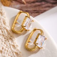 1 Pair Simple Style Commute Bow Knot Rectangle Snowflake Plating Inlay Copper Zircon 18k Gold Plated Earrings main image 2