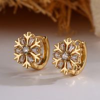 1 Pair Simple Style Commute Bow Knot Rectangle Snowflake Plating Inlay Copper Zircon 18k Gold Plated Earrings main image 3
