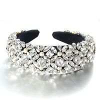 Baroque Style Color Block Imitation Pearl Rhinestone Flannel Hair Band sku image 4