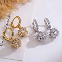 1 Pair Simple Style Commute Round Plating Inlay Copper Zircon 18k Gold Plated Drop Earrings main image 4