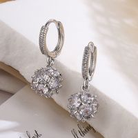 1 Pair Simple Style Commute Round Plating Inlay Copper Zircon 18k Gold Plated Drop Earrings main image 3