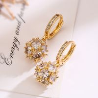 1 Pair Simple Style Commute Round Plating Inlay Copper Zircon 18k Gold Plated Drop Earrings main image 1