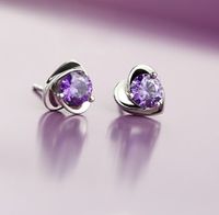 1 Pair Simple Style Classic Style Heart Shape Plating Inlay Sterling Silver Artificial Gemstones Ear Studs main image 1