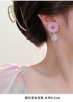 1 Pair Simple Style Round Inlay Alloy Opal Drop Earrings main image 3