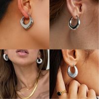 1 Paire Style Simple Forme C Forme En U Bande Acier Inoxydable 304 Plaqué Or 16 Carats Or Blanc Plaqué Plaqué Or Des Boucles D'Oreilles main image 3