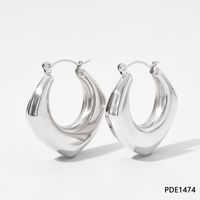 1 Pair Simple Style C Shape U Shape Stripe 304 Stainless Steel 16K Gold Plated White Gold Plated Gold Plated Earrings sku image 4