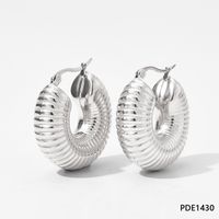 1 Pair Simple Style C Shape U Shape Stripe 304 Stainless Steel 16K Gold Plated White Gold Plated Gold Plated Earrings sku image 6