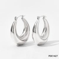1 Pair Simple Style C Shape U Shape Stripe 304 Stainless Steel 16K Gold Plated White Gold Plated Gold Plated Earrings sku image 5