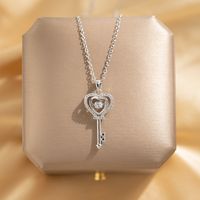 304 Stainless Steel Copper White-Plated K Fairy Style Simple Style Plating Inlay Key Zircon Pendant Necklace main image 1