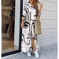 Women's Shirt Dress Casual Turndown Printing Long Sleeve Abstract Maxi Long Dress Street main image 4