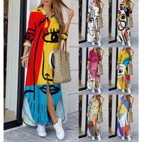 Women's Shirt Dress Casual Turndown Printing Long Sleeve Abstract Maxi Long Dress Street main image 1