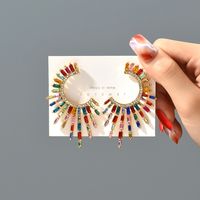 1 Pair Elegant Luxurious Geometric Hollow Out Inlay Zinc Alloy Rhinestones Drop Earrings main image 5