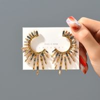 1 Pair Elegant Luxurious Geometric Hollow Out Inlay Zinc Alloy Rhinestones Drop Earrings sku image 1