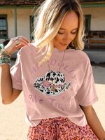 Women's T-shirt Short Sleeve T-shirts Printing Casual Letter Hat main image 3