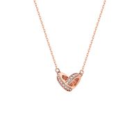 Elegant Simple Style Double Ring Circle Sterling Silver Rose Gold Plated White Gold Plated Zircon Necklace In Bulk sku image 1